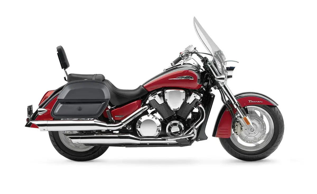 28L - Pantheon Medium Hard Mount Honda Vtx 1800 T Tourer Leather Motorcycle Saddlebags 2