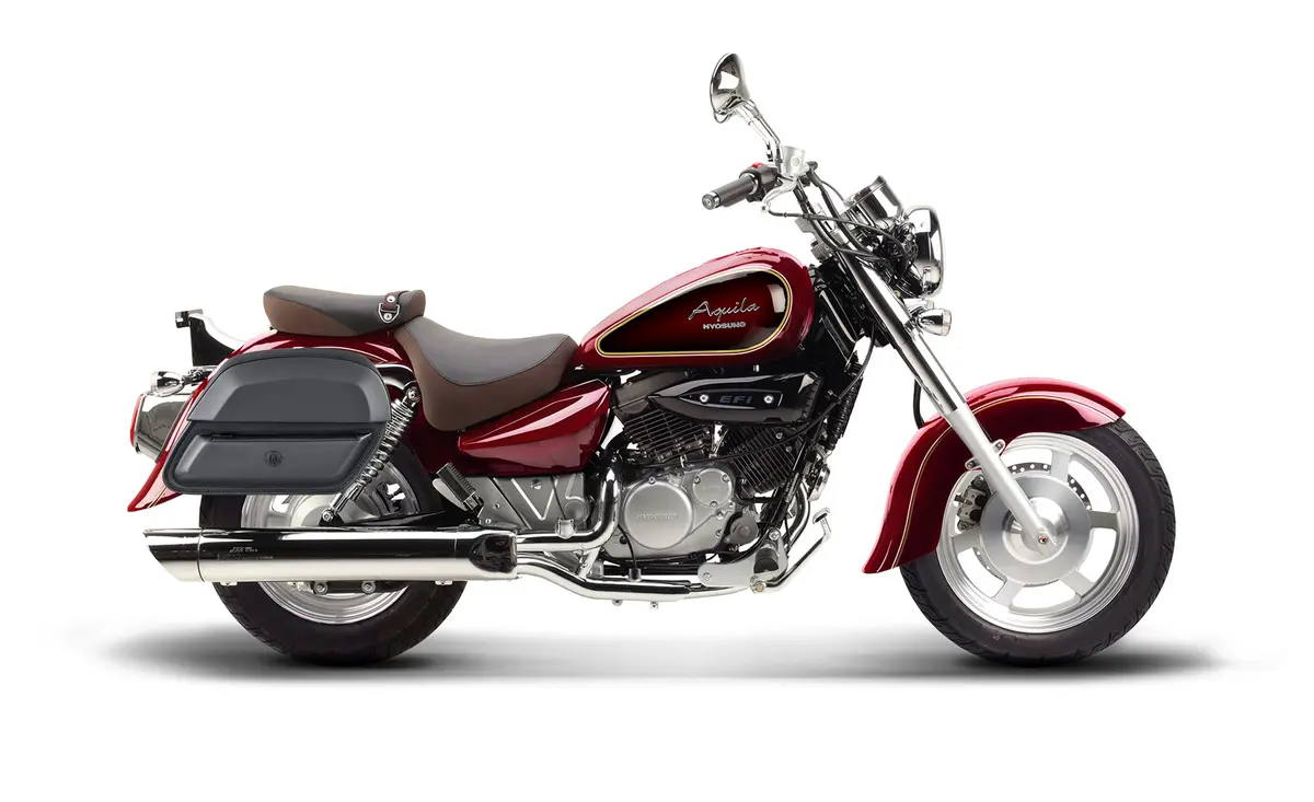 28L - Pantheon Medium Hard Mount Hyosung Aquila Gv 250 Leather Motorcycle Saddlebags 2