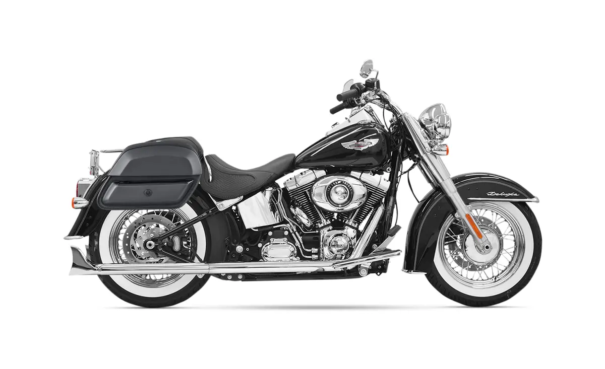 28L - Pantheon Medium Hard Mount Leather Saddlebags For Harley Softail Heritage Flstc/I 2