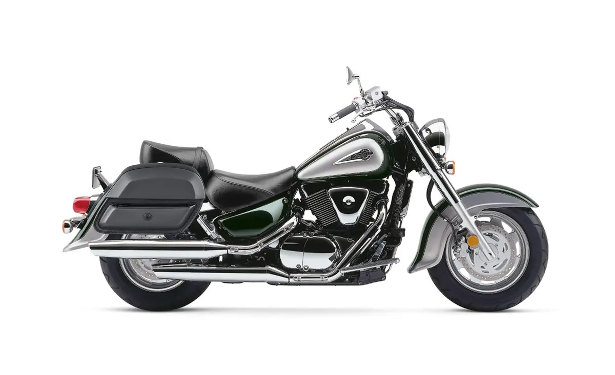 28L - Pantheon Medium Hard Mount Suzuki Intruder 1500 Vl1500 Leather Motorcycle Saddlebags 2
