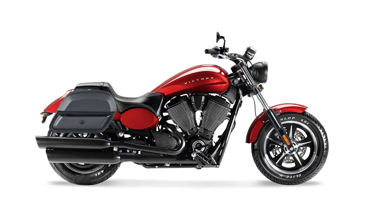 28L - Pantheon Medium Hard Mount Victory Judge Leather Motorcycle Saddlebags 2