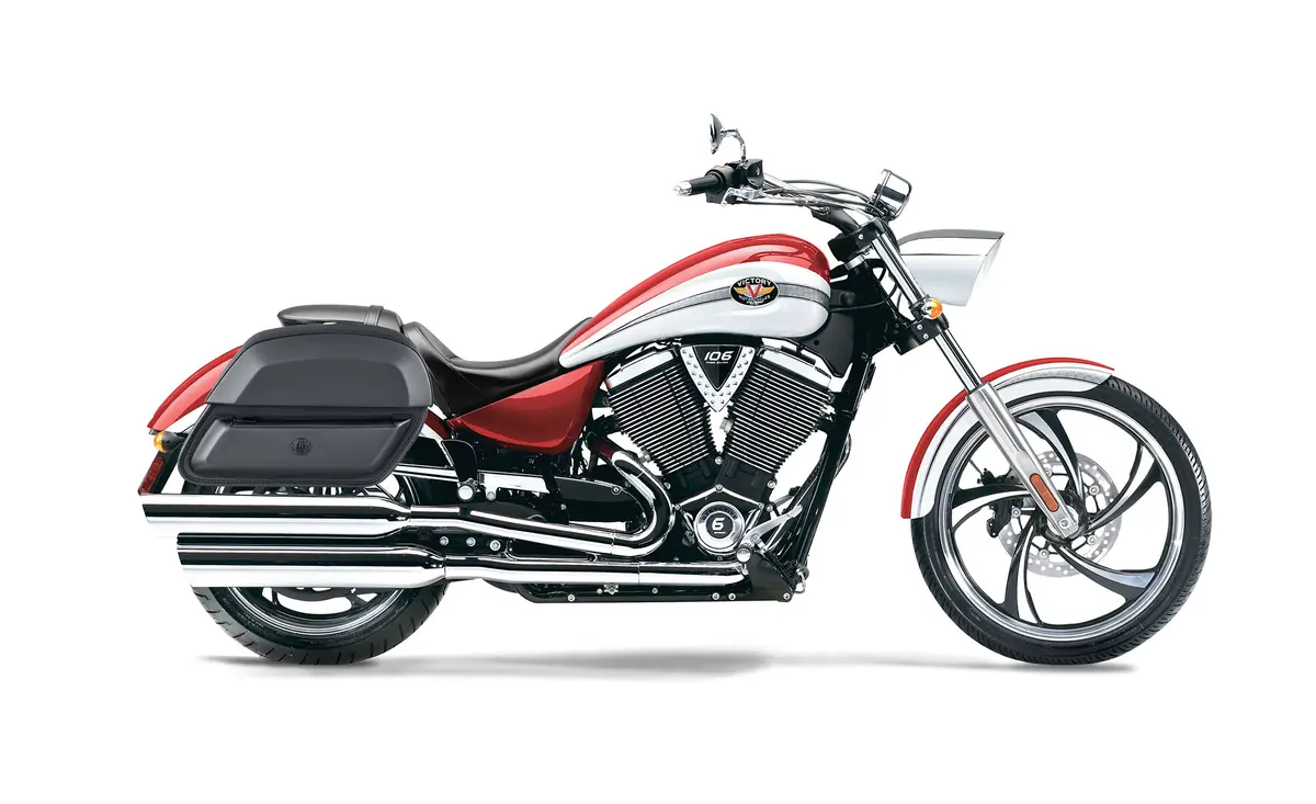 28L - Pantheon Medium Hard Mount Victory Vegas Leather Motorcycle Saddlebags 2