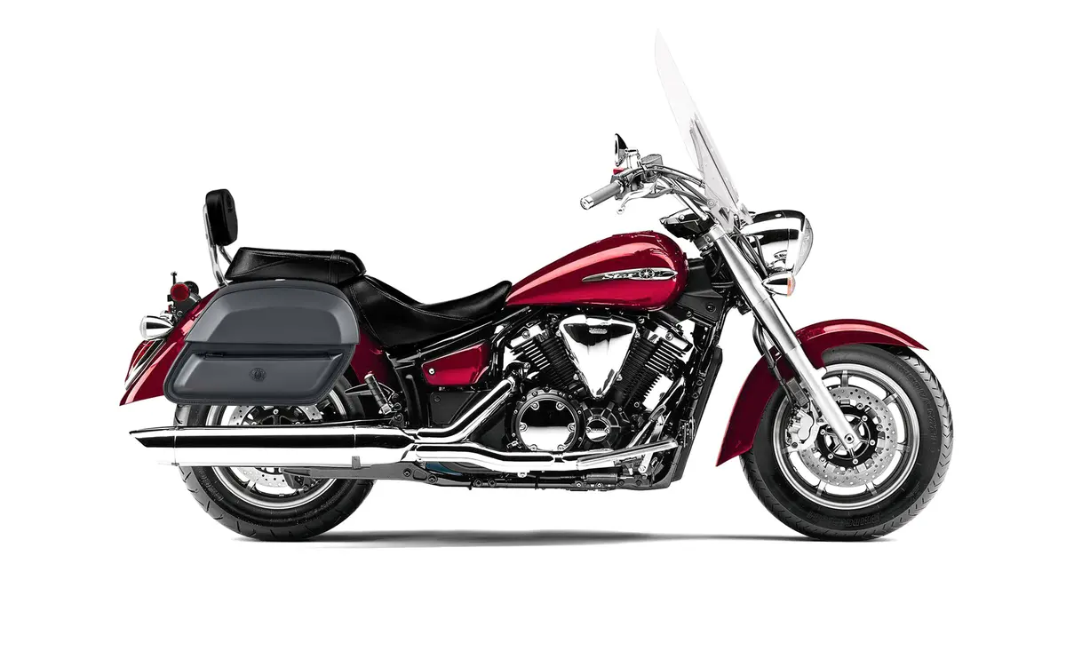 28L - Pantheon Medium Hard Mount Yamaha V Star 1300 Tourer Leather Motorcycle Saddlebags 2