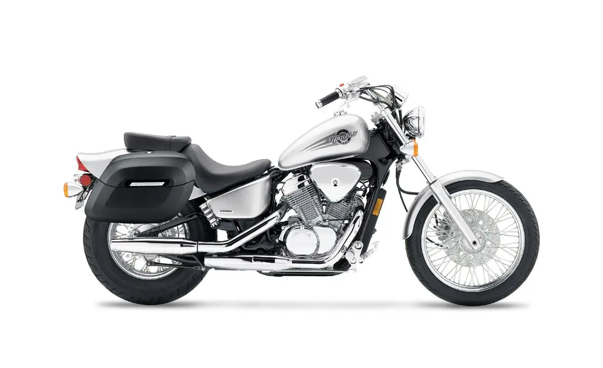 40L - Lamellar Raven Extra Large Honda Shadow 600 Vlx Leather Covered Hard Saddlebags 2