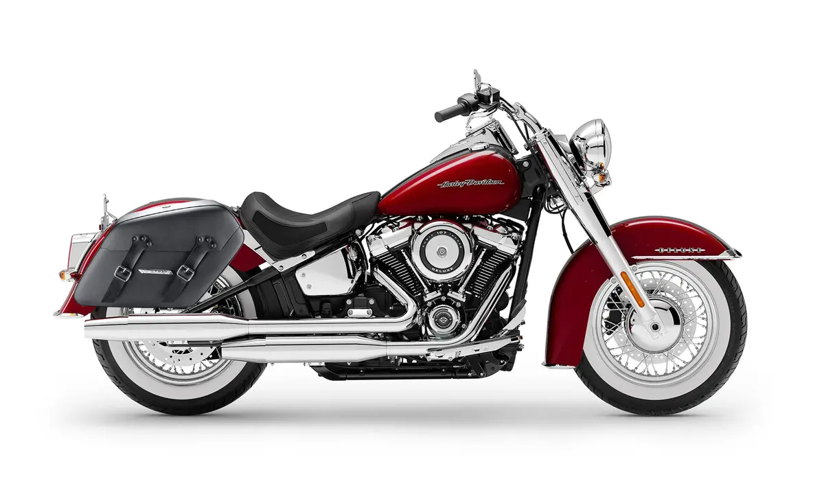 42L - Baldur Extra Large Leather Wrapped Hard Saddlebags For Harley Softail Deluxe Flde 2