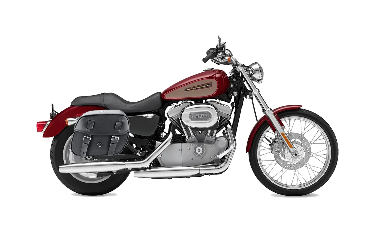 25L - Arch Large Shock Cutout Leather Motorcycle Saddlebags For Harley Sportster 883 Custom Xl883c/Xlh883c 2