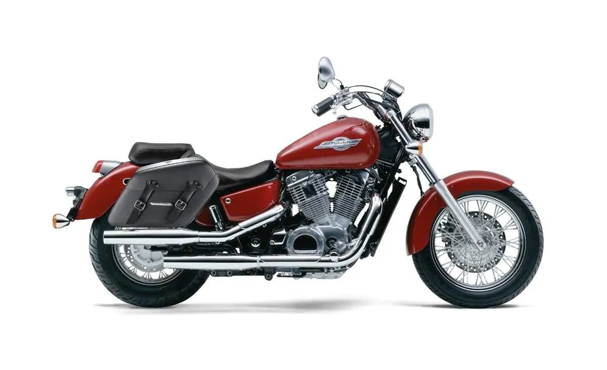 38L - Baldur Xl Shock Cutout Honda Shadow 1100 Ace Leather Wrapped Hard Saddlebags 2