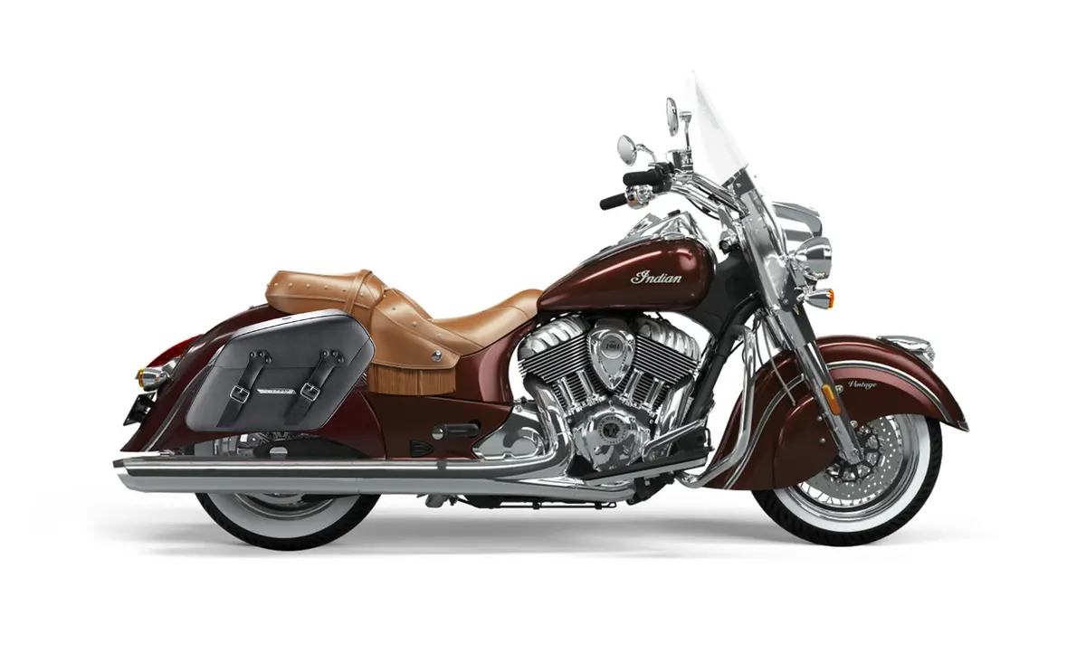 42L - Baldur Extra Large Indian Vintage Leather Wrapped Motorcycle Hard Saddlebags 2