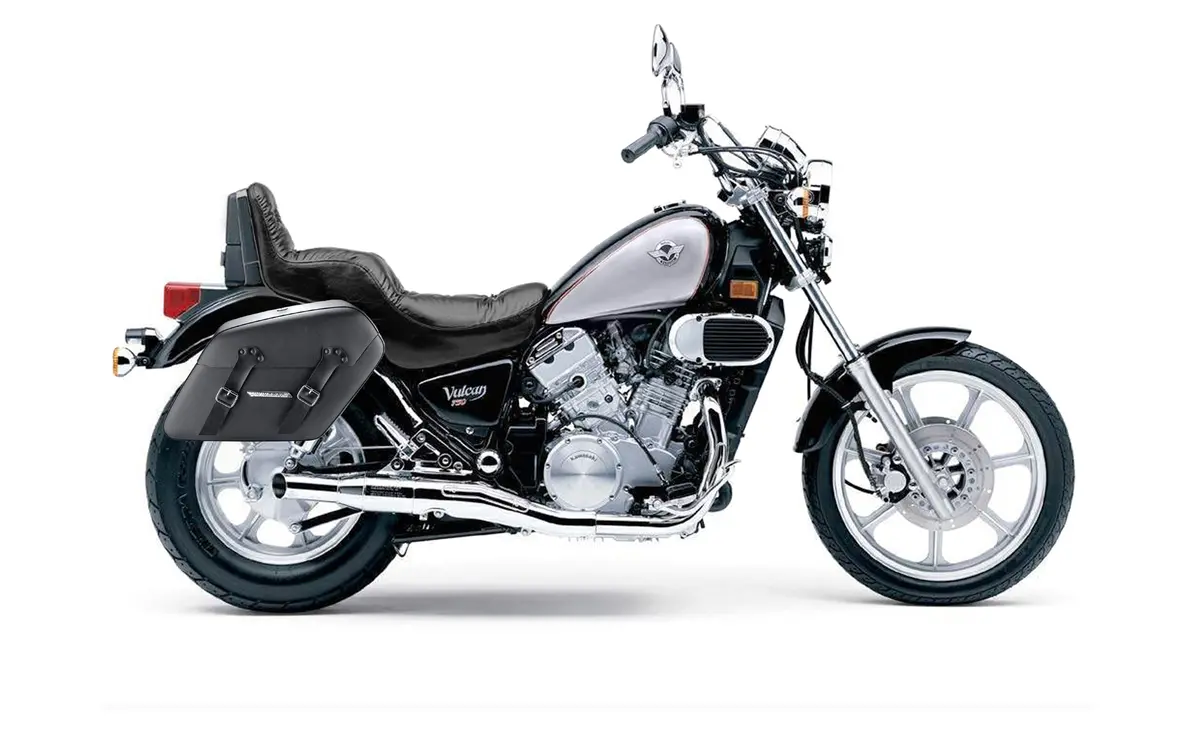 38L - Baldur Xl Shock Cutout Kawasaki Vulcan 750 Vn750 Leather Wrapped Hard Saddlebags 2