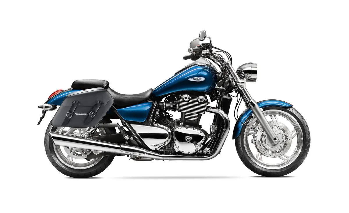 38L - Baldur Xl Shock Cutout Triumph Thunderbird Leather Wrapped Hard Saddlebags 2