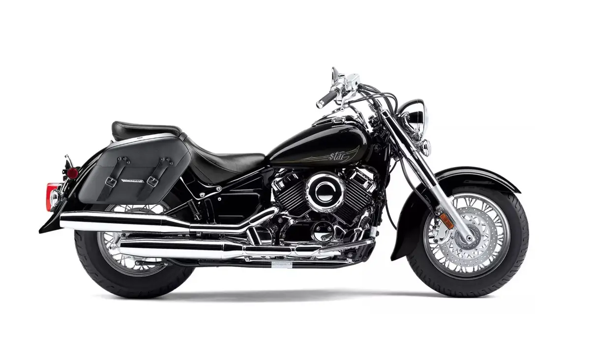 42L - Baldur Extra Large Yamaha V Star 650 Classic Xvs65a Leather Wrapped Motorcycle Hard Saddlebags 2