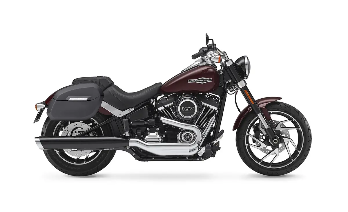 32L - Darkin Large Quick Mount Leather Wrapped Hard Saddlebags For Harley Softail Sport Glide Flsb 2