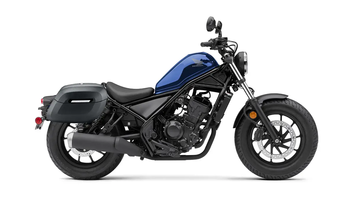 36L - Lamellar Raven Extra Large Honda Rebel 300 Shock Cutout Matte Motorcycle Hard Saddlebags 2