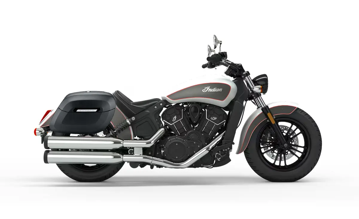 40L - Lamellar Raven Extra Large Indian Scout Sixty Leather Covered Motorcycle Hard Saddlebags 2