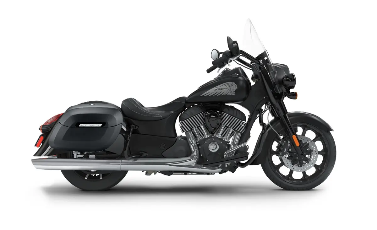 40L - Lamellar Raven Extra Large Indian Springfield Darkhorse Leather Covered Motorcycle Hard Saddlebags 2
