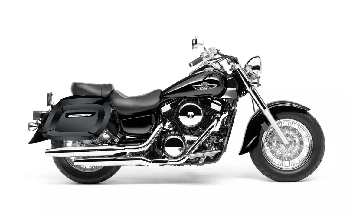 36L - Lamellar Raven Extra Large Kawasaki Vulcan 1500 Classic Vn1500 Shock Cut-Out Painted Motorcycle Hard Saddlebags 2