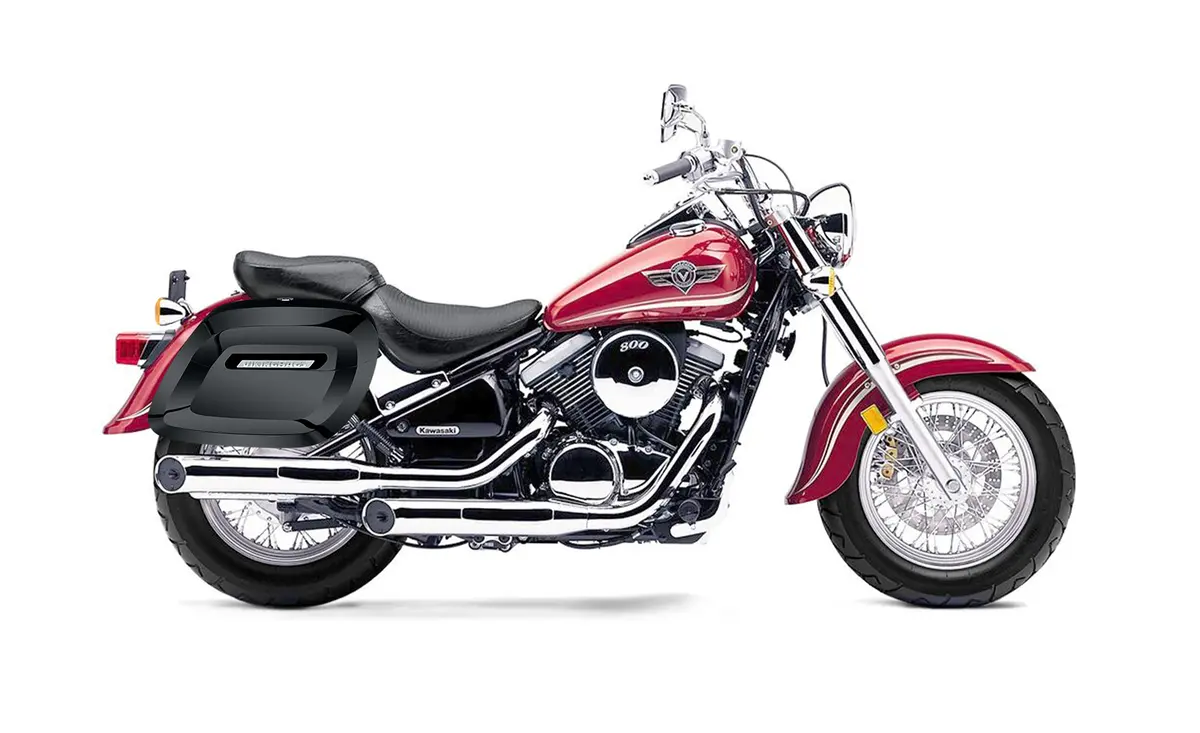 40L - Lamellar Raven Extra Large Kawasaki Vulcan 800 Classic Painted Motorcycle Hard Saddlebags 2