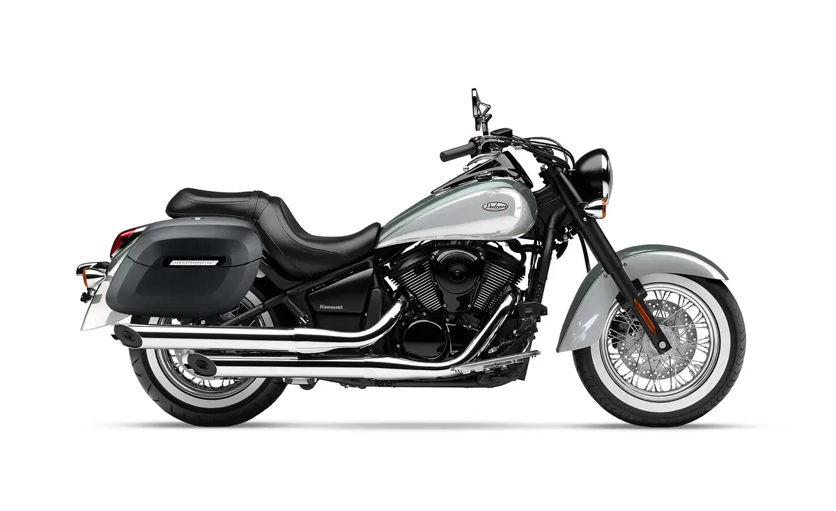 40L - Lamellar Raven Extra Large Kawasaki Vulcan 900 Classic Vn900 Leather Covered Motorcycle Hard Saddlebags 2