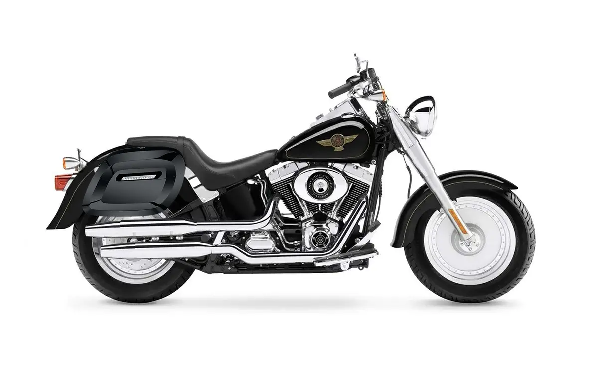 40L - Lamellar Raven Extra Large Painted Motorcycle Hard Saddlebags For Harley Softail Fatboy Flstf/I 2