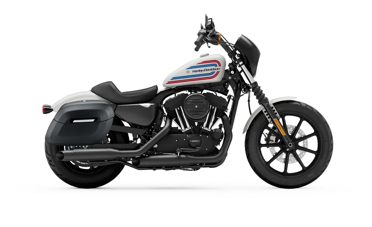 36L - Lamellar Raven Extra Large Shock Cut-Out Leather Covered Hard Saddlebags For Harley Sportster 1200 Iron Xl1200ns 2