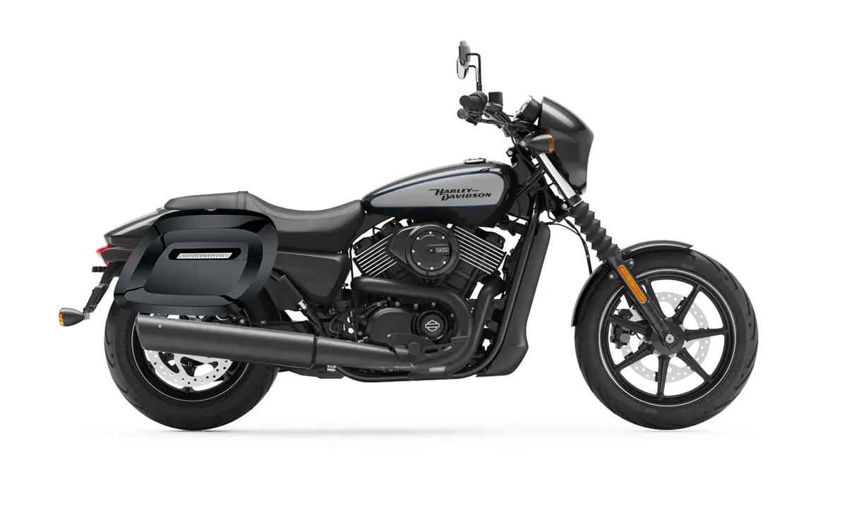 36L - Lamellar Raven Extra Large Shock Cut-Out Painted Hard Saddlebags For Harley Street 750 2