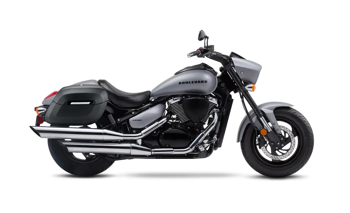 40L - Lamellar Raven Extra Large Suzuki Boulevard M50 Vz800 Leather Covered Motorcycle Hard Saddlebags 2