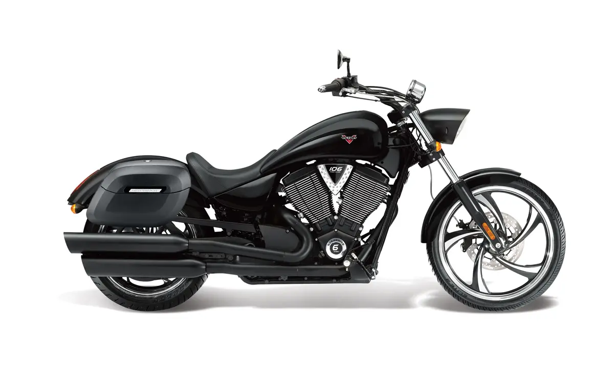 40L - Lamellar Raven Extra Large Victory 8 Ball Matte Motorcycle Hard Saddlebags 2