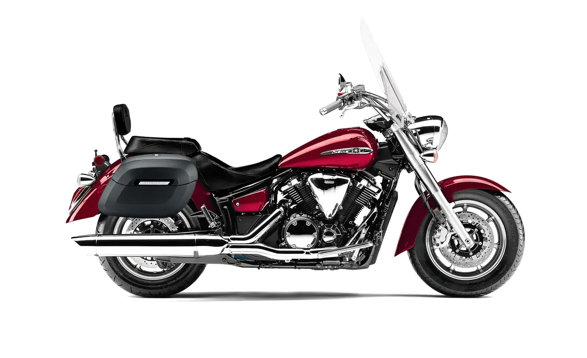 40L - Lamellar Raven Extra Large Yamaha V Star 1300 Tourer Leather Covered Motorcycle Hard Saddlebags 2