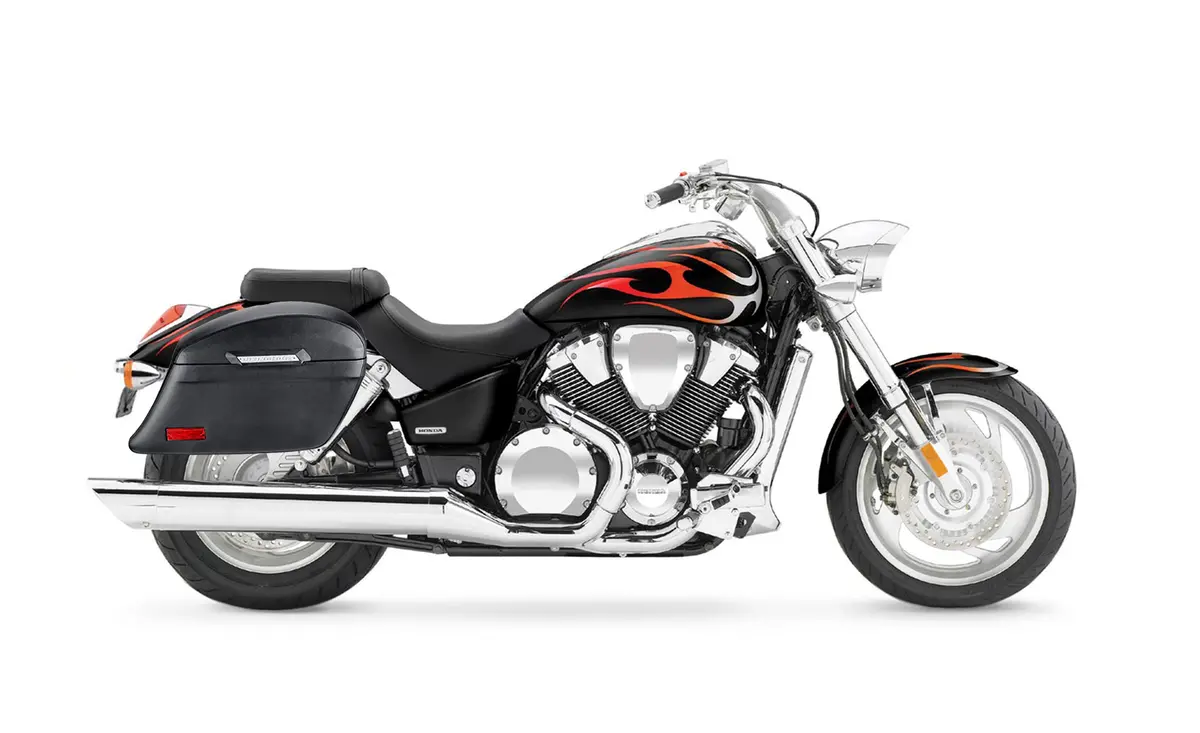 44L - Lamellar Stallion Extra Large Honda Vtx 1800 C Leather Covered Motorcycle Hard Saddlebags 2