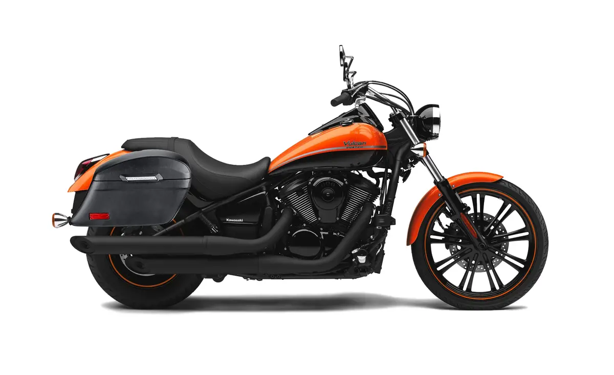44L - Lamellar Stallion Extra Large Kawasaki Vulcan 900 Custom Vn900c Leather Covered Motorcycle Hard Saddlebags 2