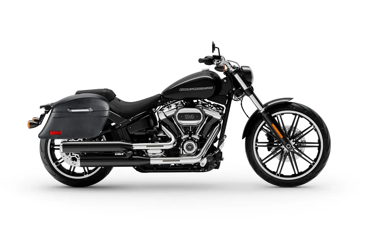 44L - Lamellar Stallion Extra Large Leather Covered Motorcycle Hard Saddlebags For Harley Softail Breakout Fxbr/S 2