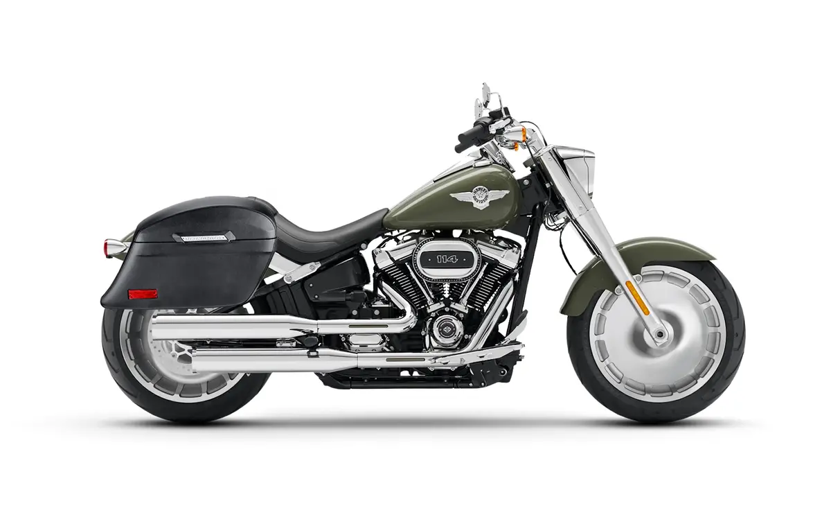 44L - Lamellar Stallion Extra Large Leather Covered Motorcycle Hard Saddlebags For Harley Softail Fat Boy Flfb/S 2