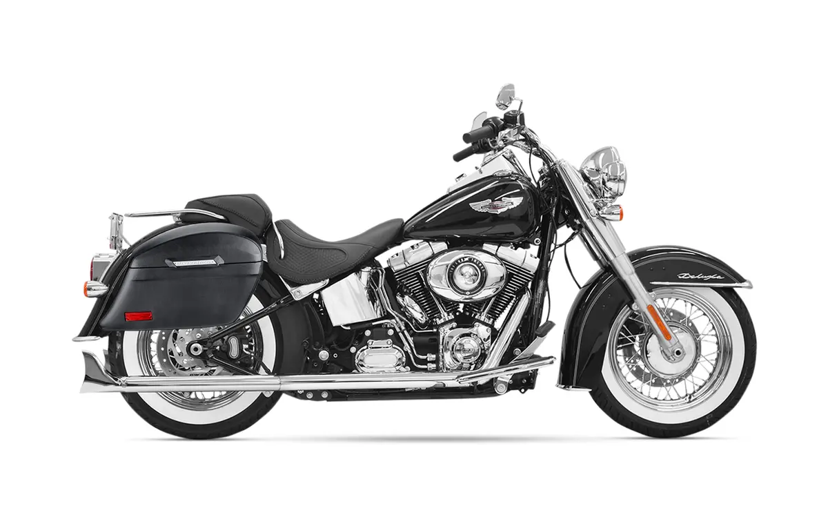 44L - Lamellar Stallion Extra Large Leather Covered Motorcycle Hard Saddlebags For Harley Softail Heritage Flstc/I 2