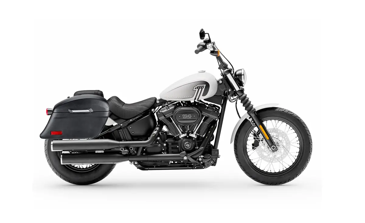 44L - Lamellar Stallion Extra Large Leather Covered Motorcycle Hard Saddlebags For Harley Softail Street Bob Fxbb/S 2