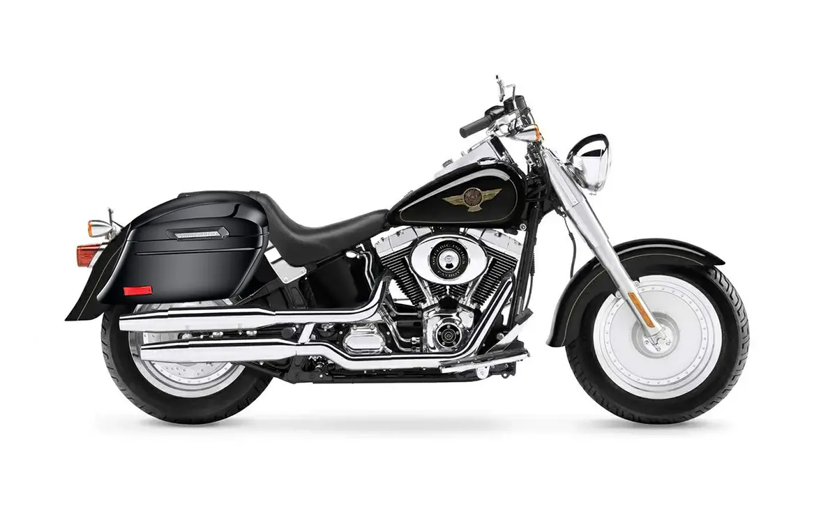 44L - Lamellar Stallion Extra Large Painted Motorcycle Hard Saddlebags For Harley Softail Fatboy Flstf/I 2