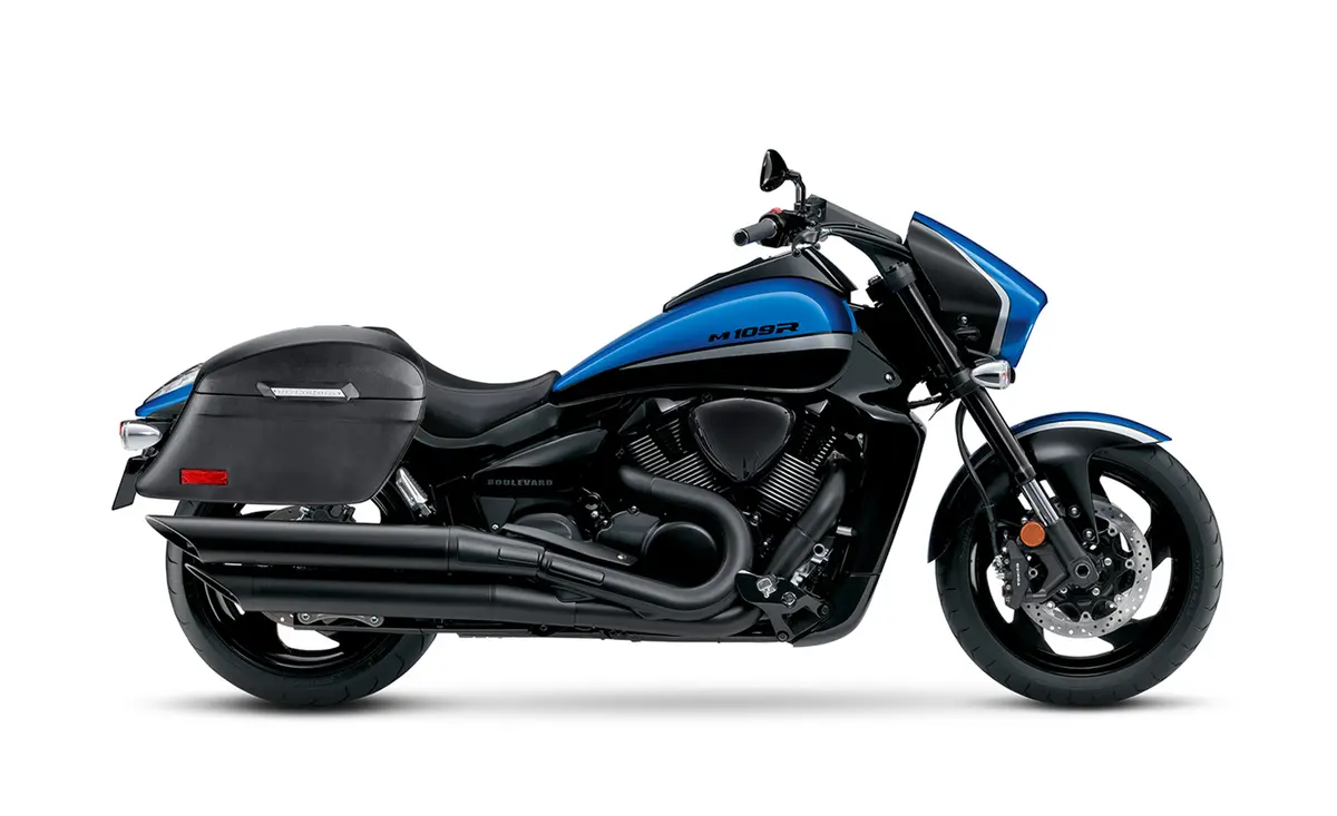 44L - Lamellar Stallion Extra Large Suzuki Boulevard M109 Vzr1800 Leather Covered Motorcycle Hard Saddlebags 2