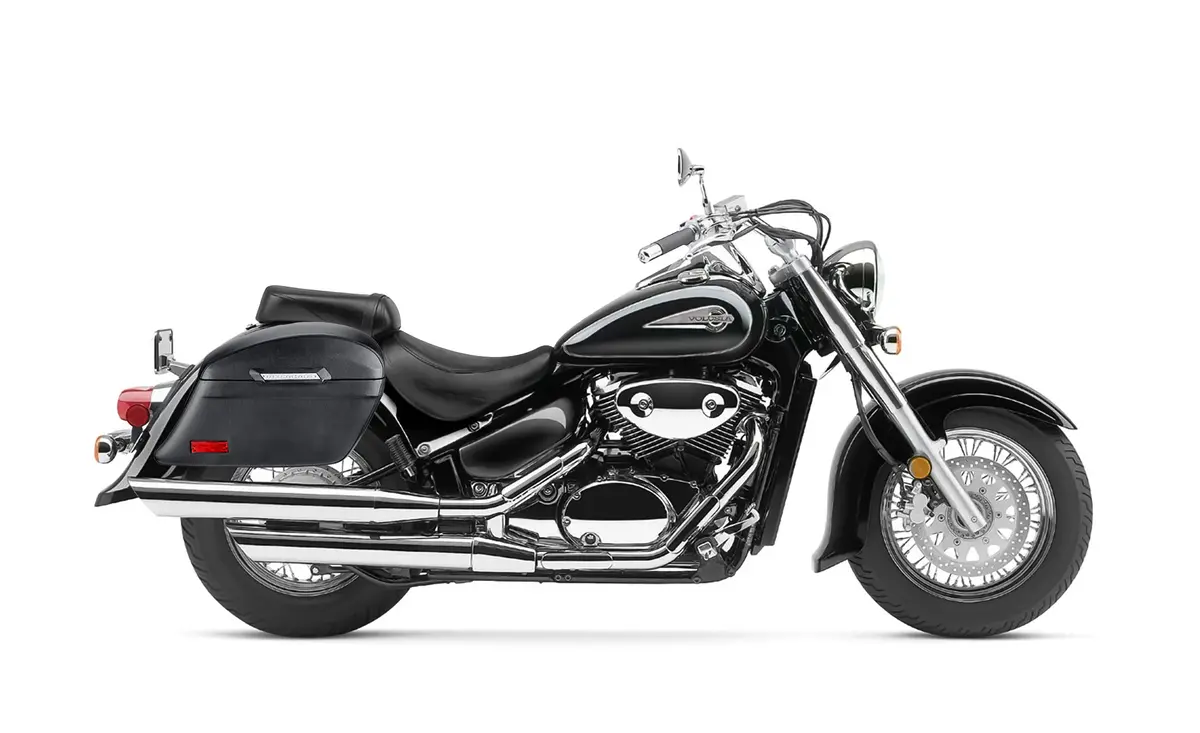 44L - Lamellar Stallion Extra Large Suzuki Volusia 800 Leather Covered Motorcycle Hard Saddlebags 2