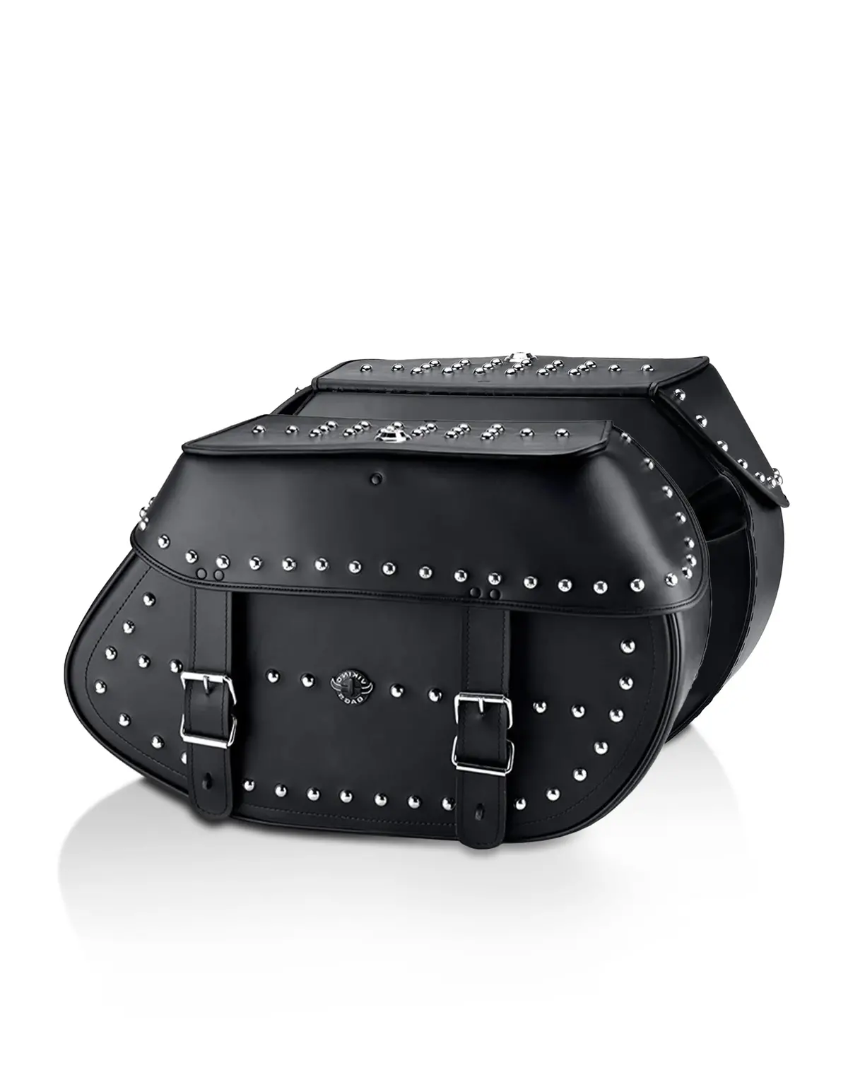35L - Legacy Extra Large Studded Leather Motorcycle Saddlebags For Harley Softail Heritage Flhc/S 1