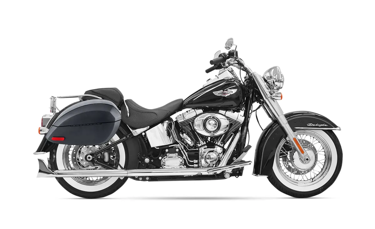 28L - Phantom Large Leather Wrapped Motorcycle Hard Saddlebags For Harley Softail Heritage Flstc/I 2