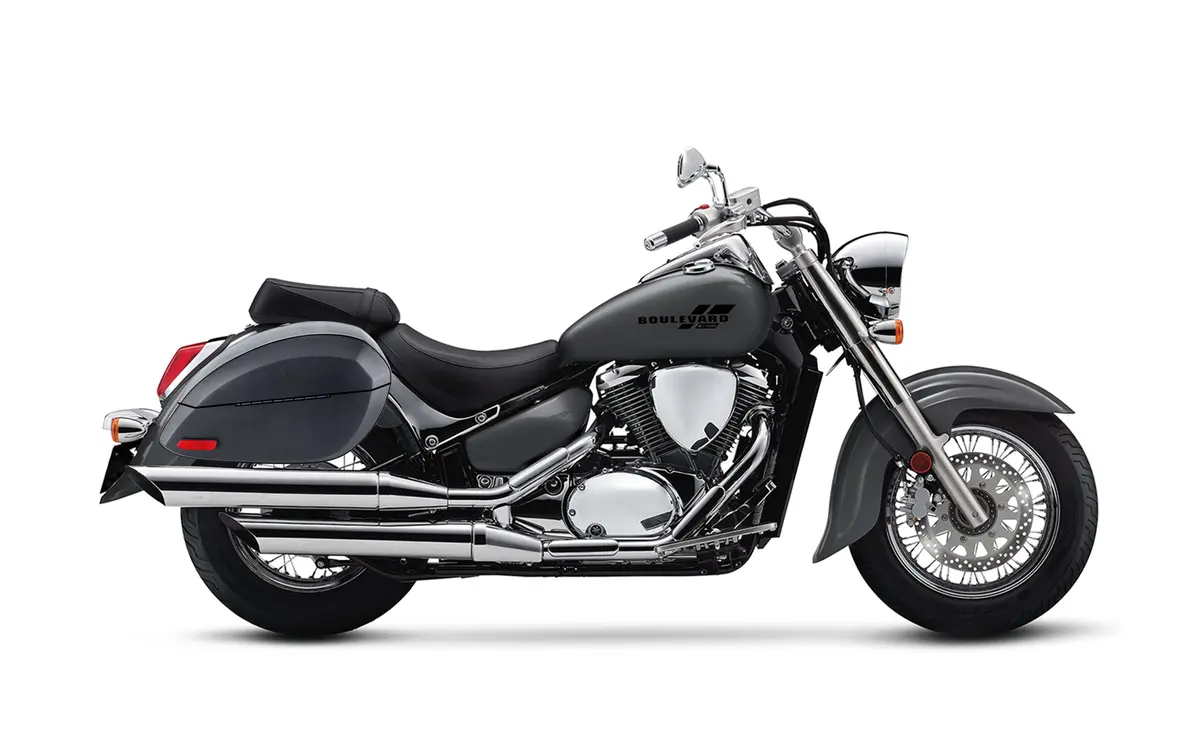28L - Phantom Large Suzuki Boulevard C50 Vl800 Leather Wrapped Motorcycle Hard Saddlebags 2
