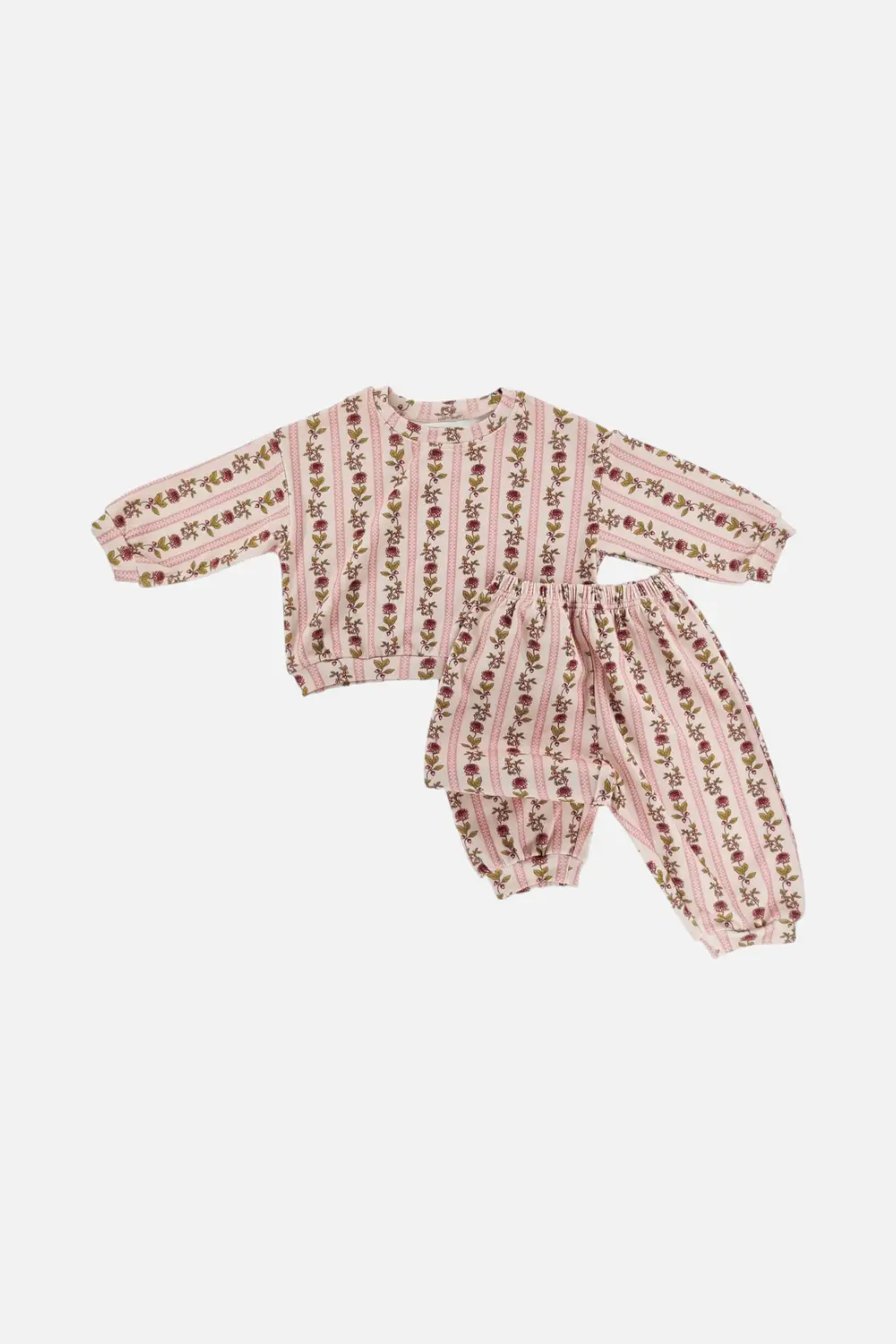 Little One Shop Kid's Vintage Floral Stripe Sweatsuit 1