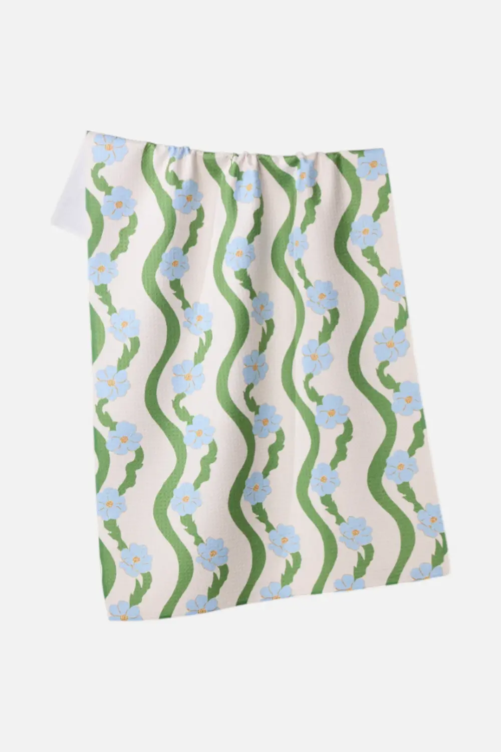Geometry Wavy Flowers Tea Towel 1