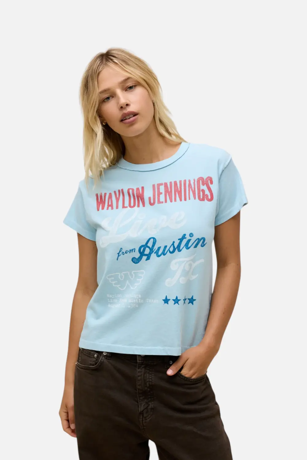 Daydreamer La Women's Waylon Jennings Live From Austin Reverse Gf Tee 1