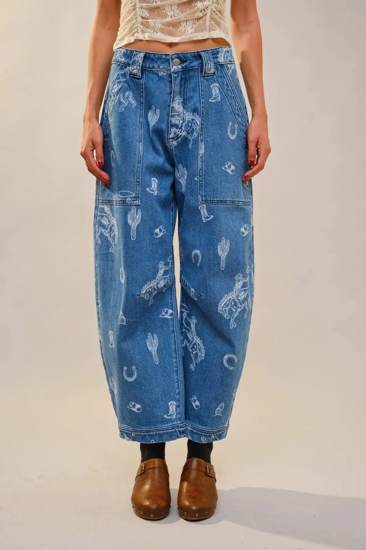 Western Barrel Leg Denim Jean 1