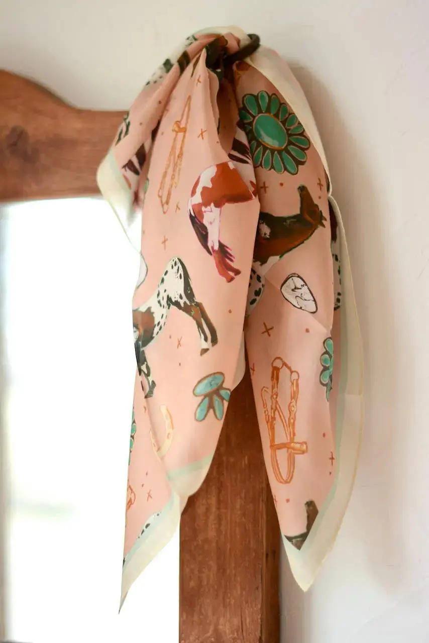 Western Peach Silk Scarf 1