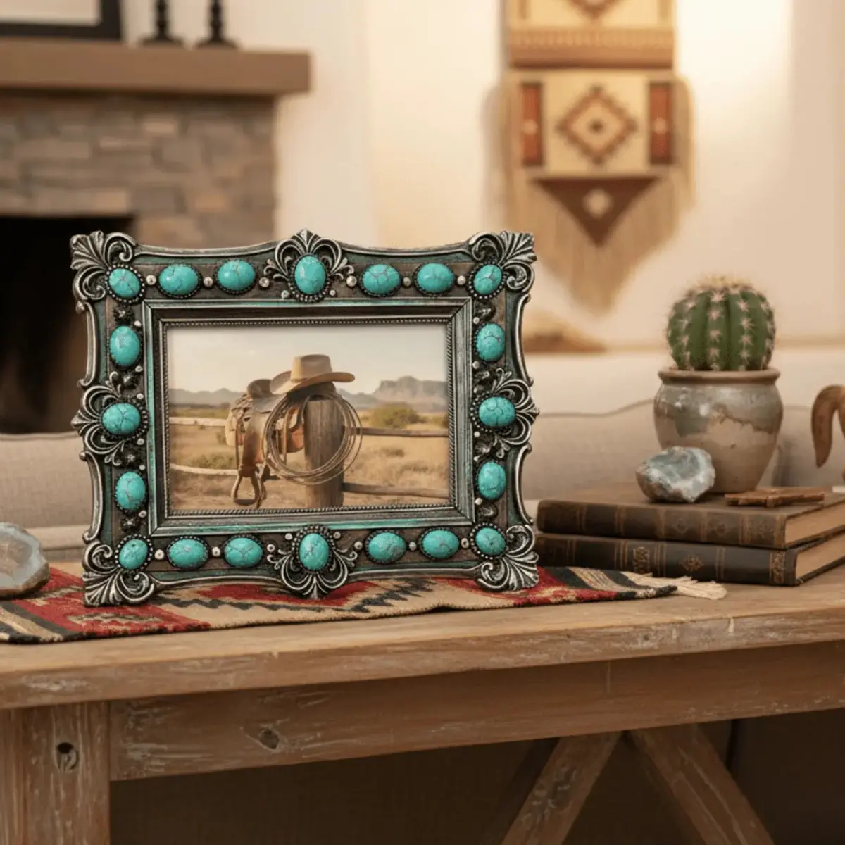 Western Turquoise Beads Picture Frame 1