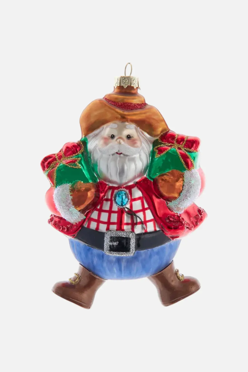 Noble Gems Western Santa Glass Ornament 1
