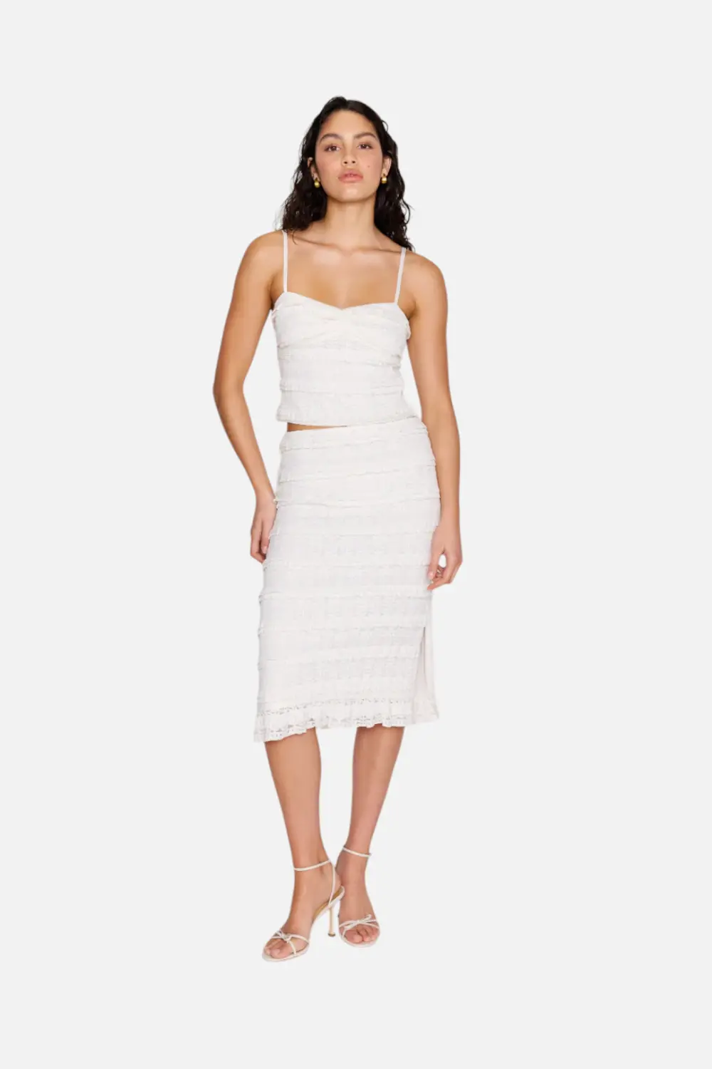 Minkpink Sophia Lace Midi Skirt In Off White 1