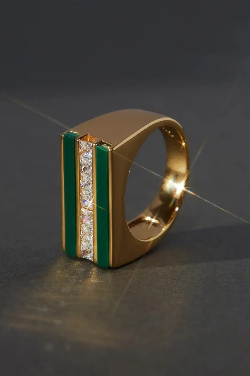 Luv Aj Panini Ring Malachite Gold 7 2