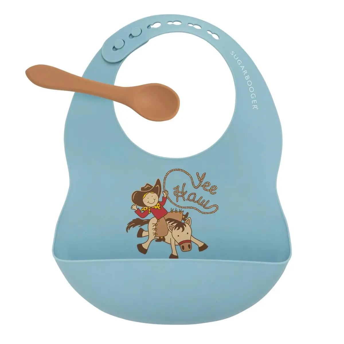 Yeehaw Bib & Spoon Set (Blue) 1